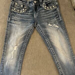 Miss Me Blue Skinny Jeans with Rhinestone Embellishments